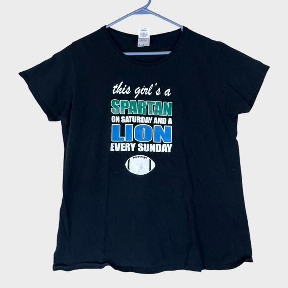 Gildan Womens XL Michigan State Spartan Saturday Detroit Lions Sunday TShirt - Picture 1 of 6